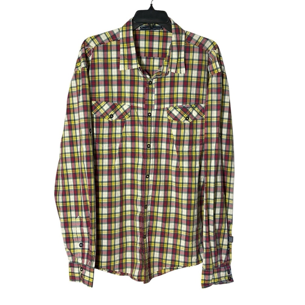 Blue Marithe Francois Girbaud Vintage Plaid Long Sleeve Shirt XXL Snap #X10-6‎